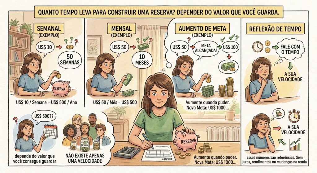 Quanto tempo leva para construir uma reserva? Vai depender do valor que você guarda.